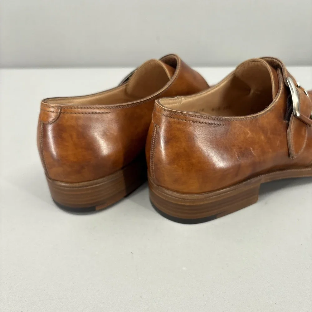 Gravati‎ Shoes Mens Size 8.5 Leather Monk Strap Cap Toe Dress Handmade Italy NEW
